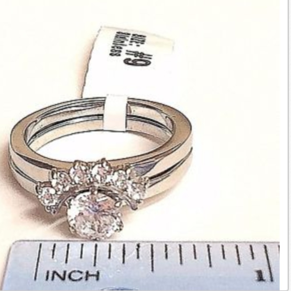 Silver Stainless Steel Wedding Ring Set Size 9 10 - Picture 8 of 8
